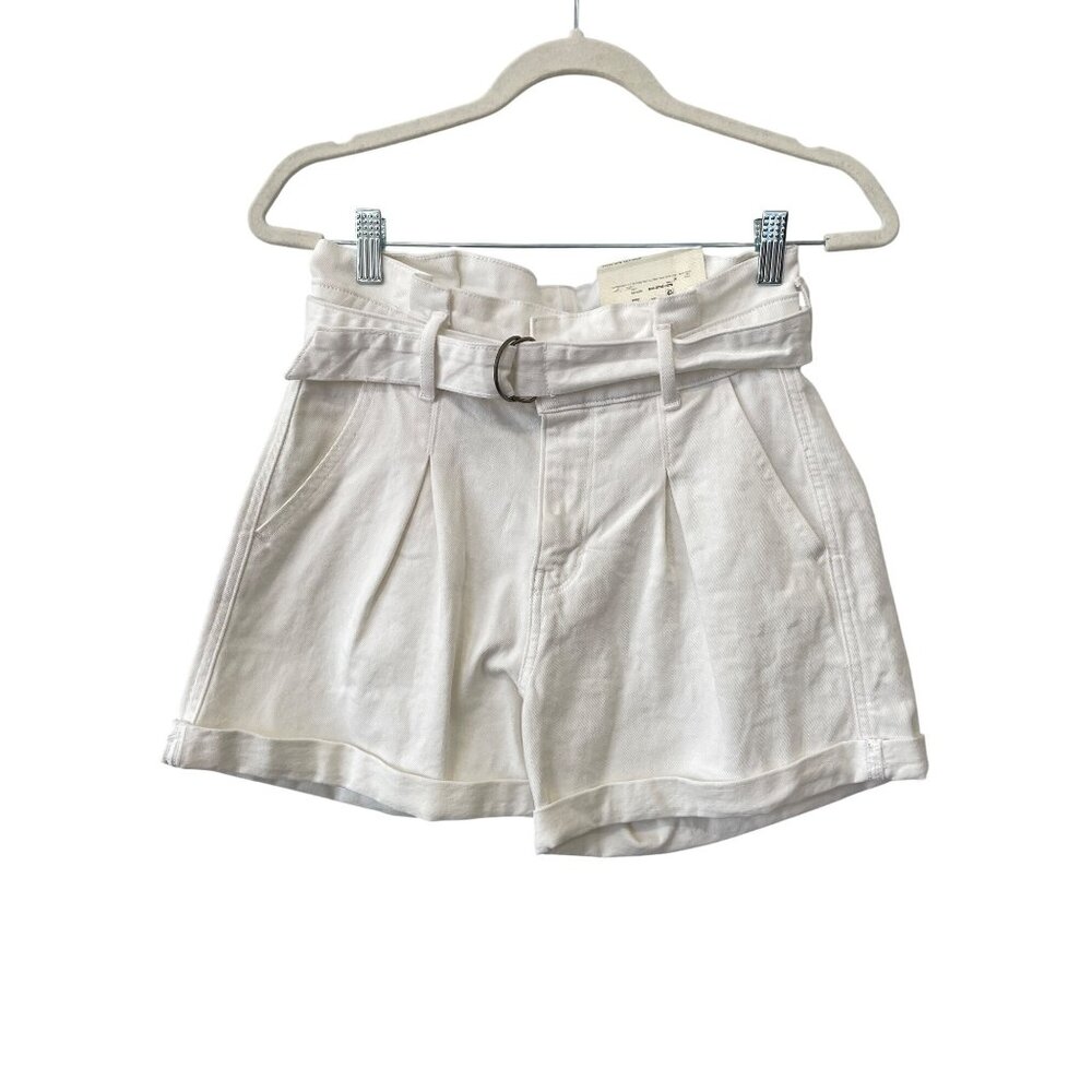 ANA A New Approach Midi Short Size 2 Belted High Rise Denim White Minimalist NEW